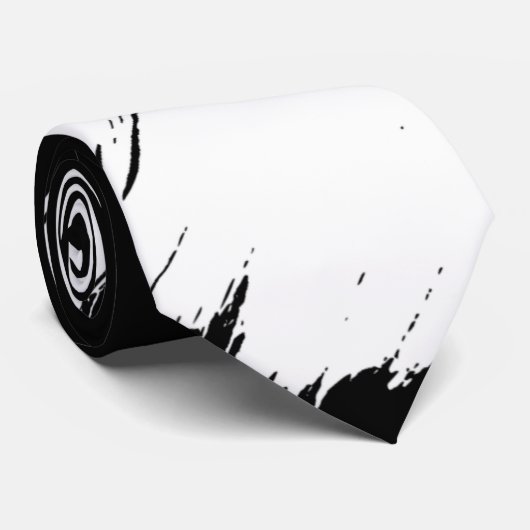 Witte penseel Modern Zwarte Achtergrond Stropdas (Opgerold)