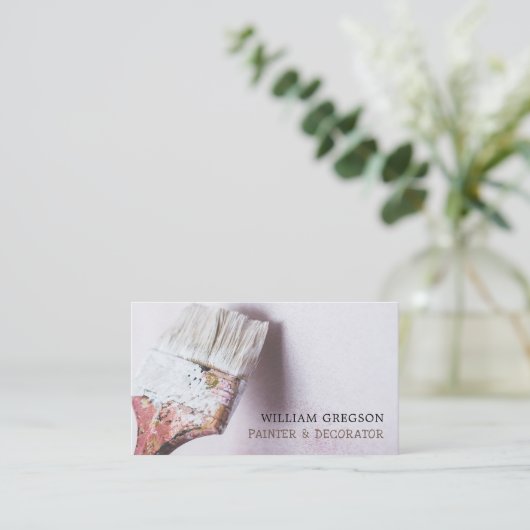 Witte penseel, schilder en decorator visitekaartje (Staand voorkant)