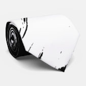 Witte penseellijn Moderne zwarte achtergrond Stropdas (Opgerold)