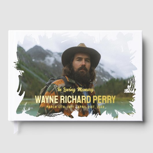 Witte penseelstreek foto in liefdevolle herinnerin gastenboek (Voorkant)