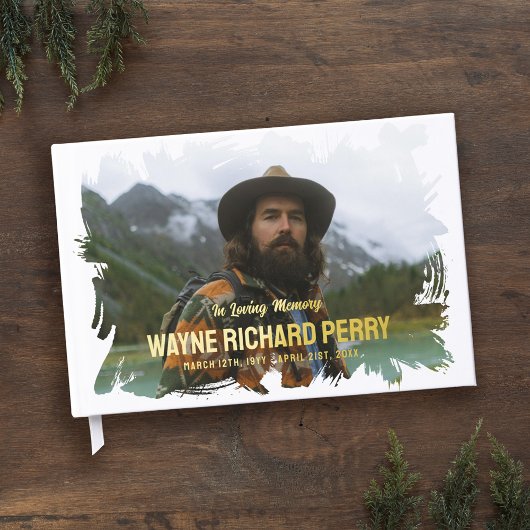 Witte penseelstreek foto in liefdevolle herinnerin gastenboek