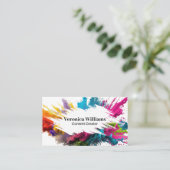 witte penseelstreek | kleurrijk poeder visitekaartje (Staand voorkant)