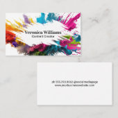 witte penseelstreek | kleurrijk poeder visitekaartje (Voorkant / Achterkant)