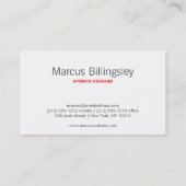 WITTE PENSEELSTREEK op DK GREY Visitekaartje (Achterkant)