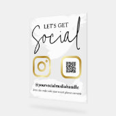 Witte penseelstreken Faux Gold Laten we sociaal wo Acryl Bord (Hoek)