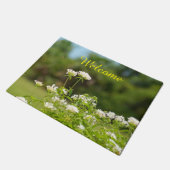 Witte penta bloemen welkom deurmat (Schuin)