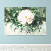 *~* Witte PEONY TV2 Kunst Uitgerekte Canvas Print (Insitu (Houten vloer))