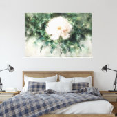 *~* Witte PEONY TV2 Kunst Uitgerekte Canvas Print (Insitu (Slaapkamer))