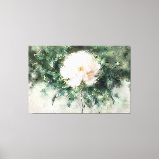 *~* Witte PEONY TV2 Kunst Uitgerekte Canvas Print (Voorkant)