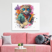 *~* Witte percussionist Cool Cat AP91 DRUMMER Canvas Afdruk (Insitu (Woonkamer))