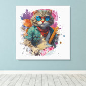 *~* Witte percussionist Cool Cat AP91 DRUMMER Canvas Afdruk (Insitu (Houten vloer))