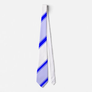 Witte periwinkle en blauwe diagonaal gestreept stropdas