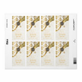 Witte perkament gouden damast bruiloft wijn fles etiket (Full Sheet)