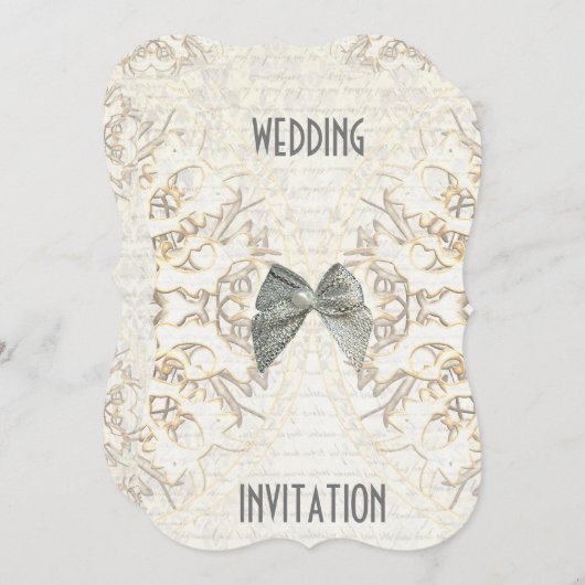 Witte perkamperpapier snijdvocht bruiloft kaart (Voorkant / Achterkant)