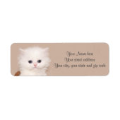 Witte persiaanse kitten etiket (Voorkant)