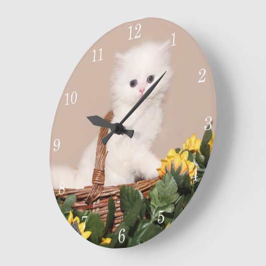 Witte persiaanse kitten grote klok (Hoek)