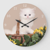 Witte persiaanse kitten grote klok (Voorkant)