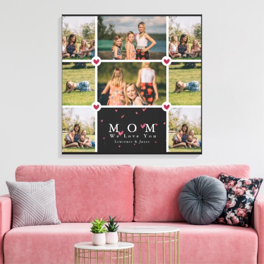 Witte persoonlijke liefde Je moeder 8 Fotocollage Canvas Afdruk (Insitu (Woonkamer))