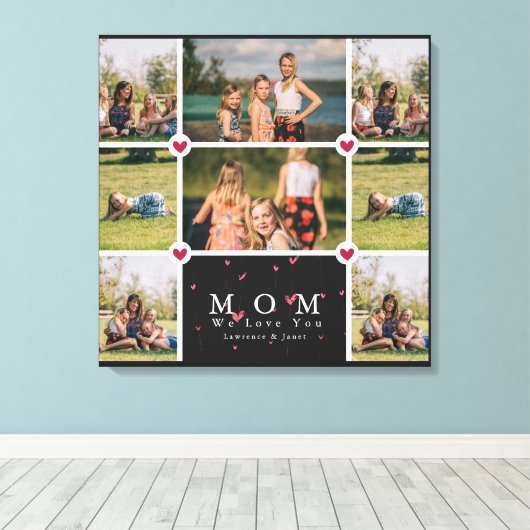 Witte persoonlijke liefde Je moeder 8 Fotocollage Canvas Afdruk (Insitu (Houten vloer))
