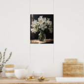 Witte Peruaanse Lelie Bloemen Art Print Poster (Keuken)