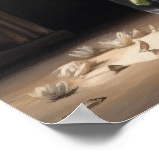 Witte Peruaanse Lelie Bloemen Art Print Poster (Hoek)