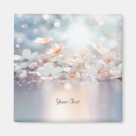 Witte Perzik Bloem Magnet (Voorkant)