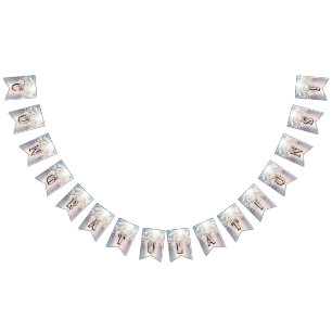 Witte perzik bloemen Bunting vlag Vlaggetjes