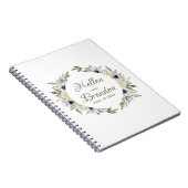 Witte & perzik bloemen frame notitieboek (Rechterzijde)