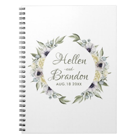 Witte & perzik bloemen frame notitieboek (Voorkant)