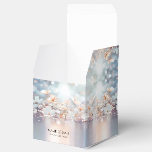 Witte perzik bloemen gunst doos bedankdoosjes (Geopend)