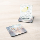 Witte Perzik Bloemen Hard Plastic Onderzetter (Rechterzijde)