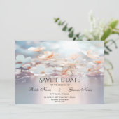 Witte perzik bloemen opslaan de datum save the date (Staand voorkant)