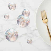 Witte Perzik Bloemen Tafel Confetti