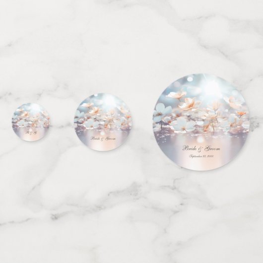 Witte Perzik Bloemen Tafel Confetti (Voorkanten)