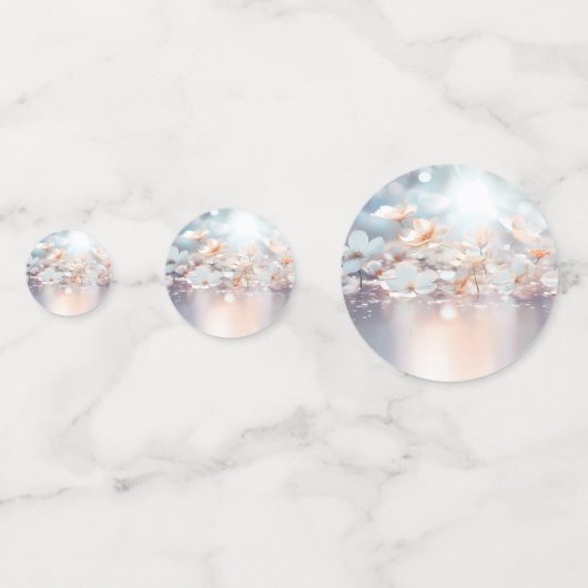 Witte Perzik Bloemen Tafel Confetti (Achterkanten)