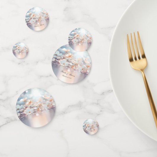 Witte Perzik Bloemen Tafel Confetti (Groep)