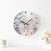Witte perzik bloemen wandklok (Huis)
