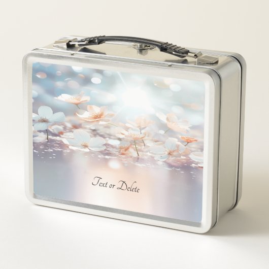 Witte perzik bloemenlunchbox (Achterkant)