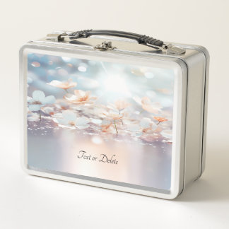 Witte perzik bloemenlunchbox