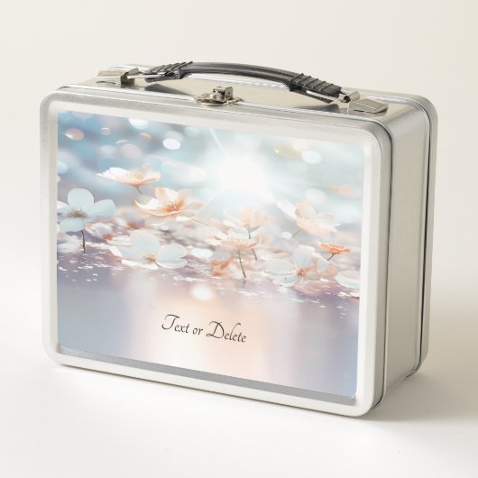 Witte perzik bloemenlunchbox (Voorkant)