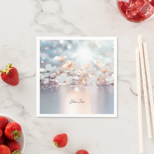 Witte perzik bloemetjesservetten servet (Insitu)