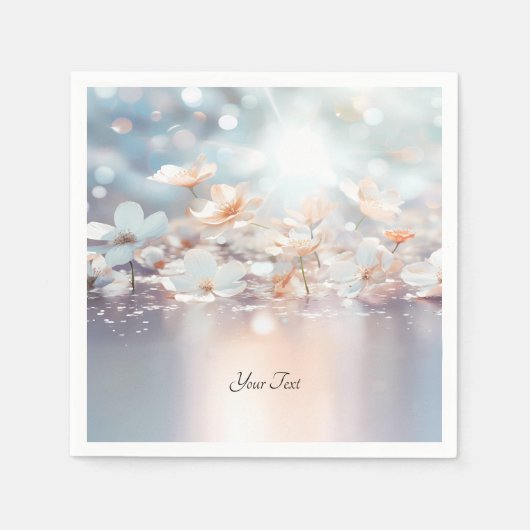 Witte perzik bloemetjesservetten servet (Voorkant)