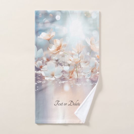 Witte perzik bloemige handdoek set (Handdoek)