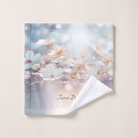 Witte perzik bloemige handdoek set (Wasdoekje)