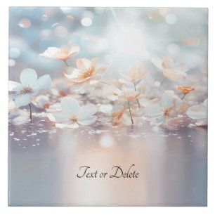 Witte perzik bloemige keramische Tegel Tegeltje