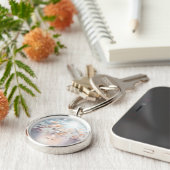 Witte perzik bloemige Sleutelhanger (Zijkant)