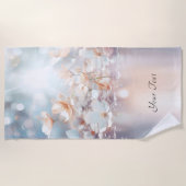 Witte perzik bloemige strandlaken (Voorkant)