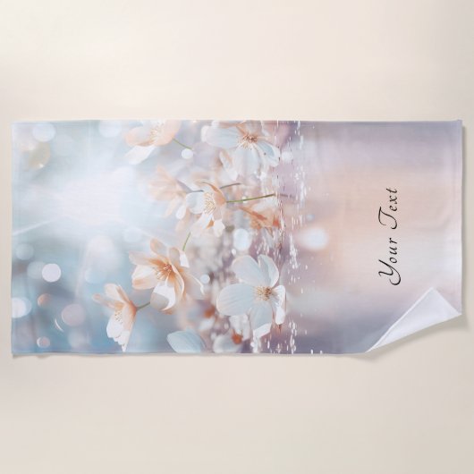 Witte perzik bloemige strandlaken (Voorkant)