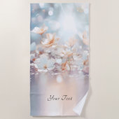 Witte perzik bloemige strandlaken (Voorkant)