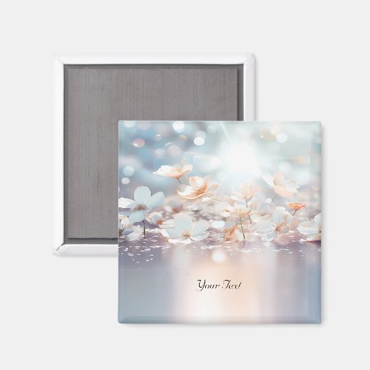 Witte perzik bloemmagneet magneet (Voorkant / Achterkant)